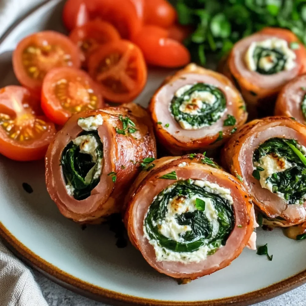 Rollitos de jamón de pavo con tomates cherry